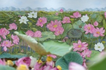         Bức tranh Sen Liên Hoa Tịnh Cảnh trưng bày tại lễ hội Sen Hà Nội 2024