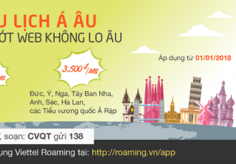 Khách hàng Viettel đi châu Á, châu Âu dùng data roaming chỉ từ 2.500đ/MB