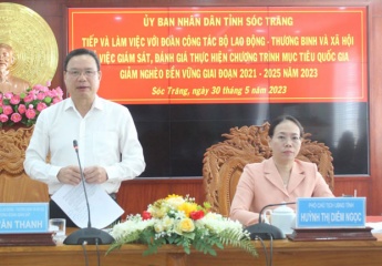 Deputy Minister Le Van Thanh worked in Soc Trang on the implementation of the National Target Program on Sustainable Poverty Reduction